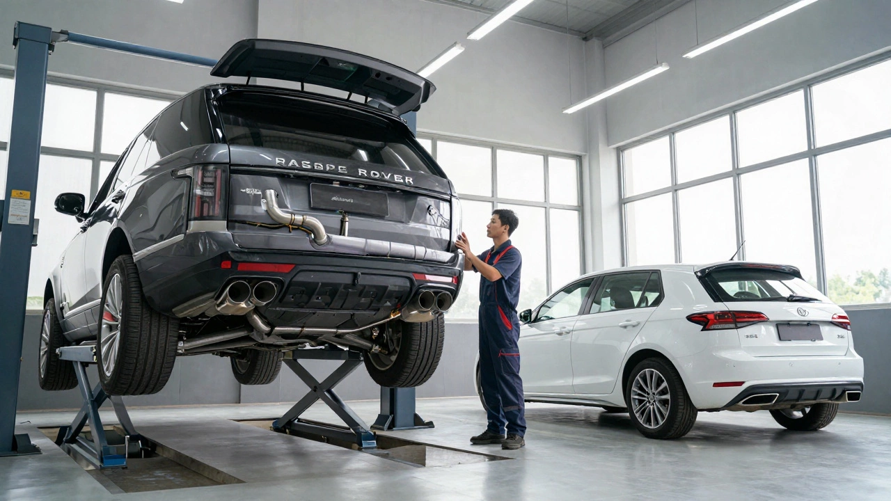 Comparison of complex luxury diesel vs simple petrol exhaust repairs