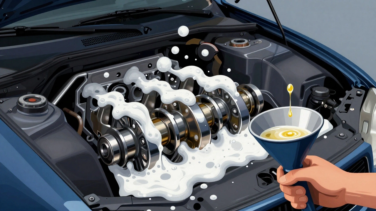 Engine crankshaft creating foam due to overfilled oil level