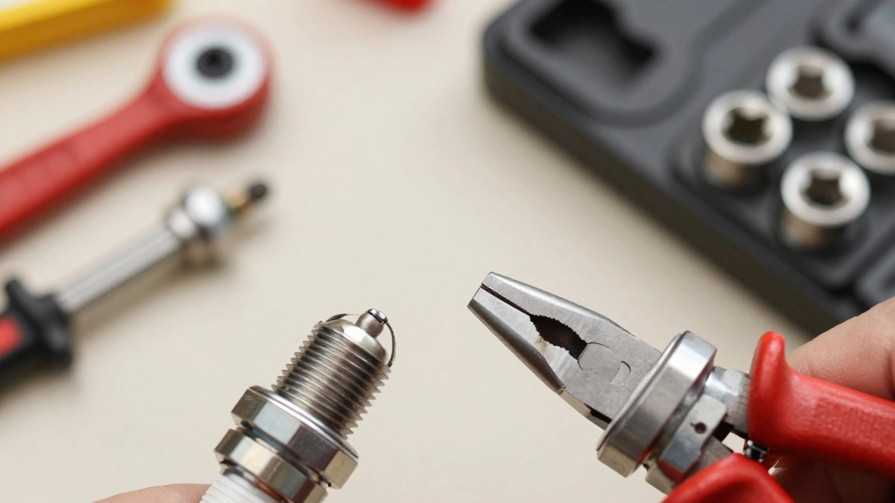 Feeler gauge measuring spark plug electrode gap