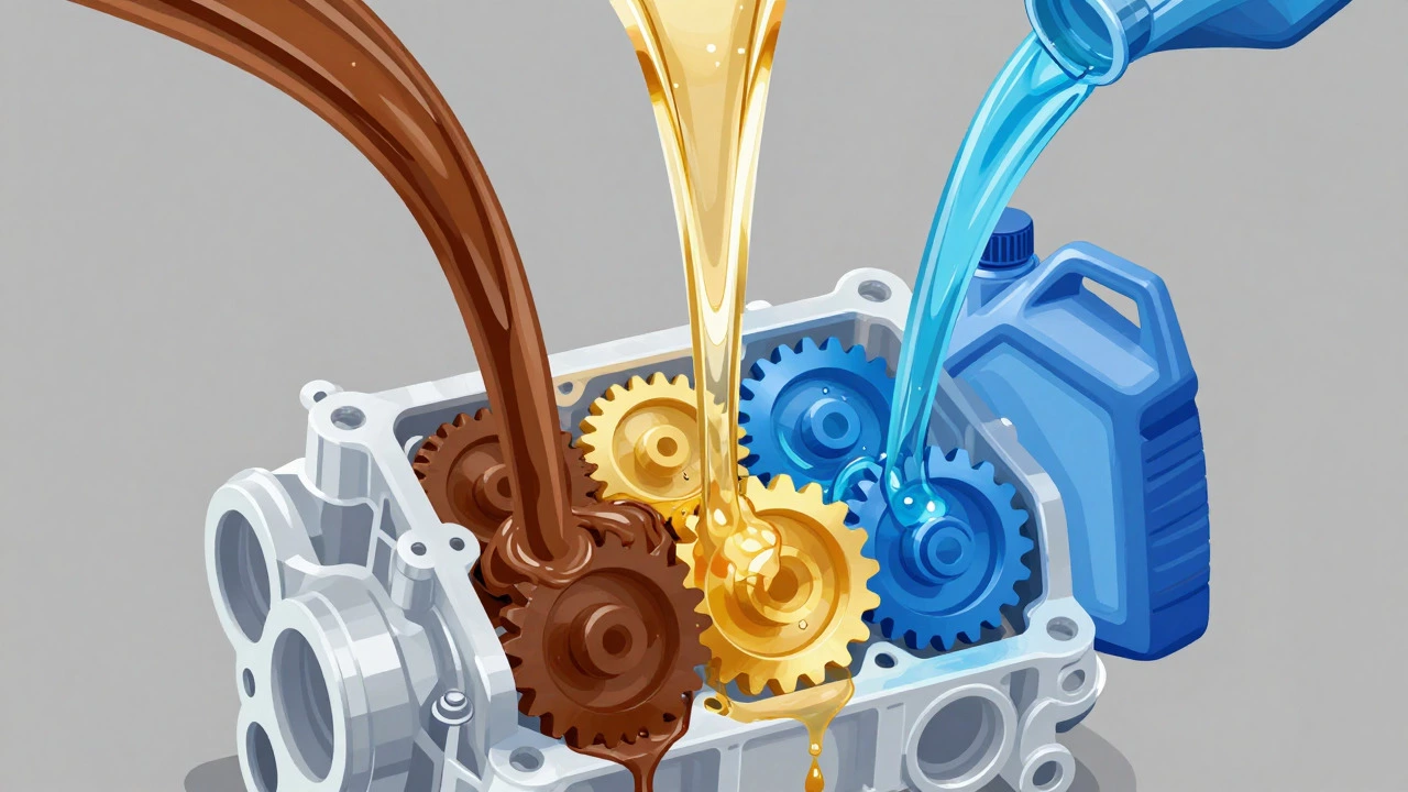 Illustration comparing viscosity of different engine oil types