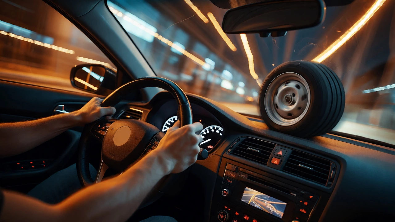 Driver struggling with understeer in a corner due to stiff suspension